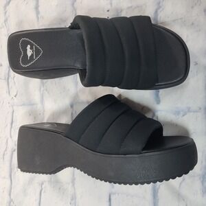 Rocket Dog Splash Platform Slide Sandals Womens 10 Black Padded Wedge Chunky